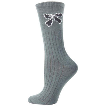 Women's Bow Socks, Hi-Bulk Acrylic Women's Sock, Cute Bow Sock, Crew