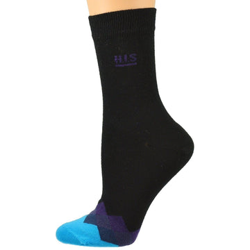 Women's Cotton Crew Socks for Dress or Casual with Contrast Toe
