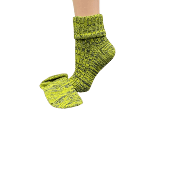 Marled twisted cotton turn cuff socks