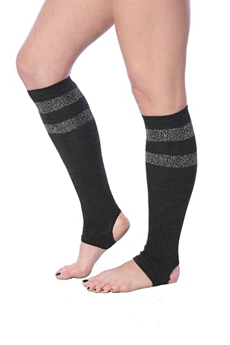 Tipi Toe Women’s Stirrup Socks – Knee High, Charcoal Color Pattern,