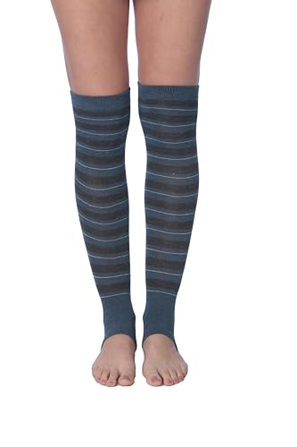 Tipi Toe Women’s Stirrup Socks – Over the Knee - Denim  Striped Color