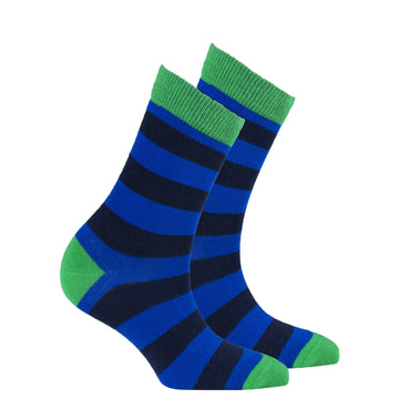 Women's Navy Emerald Stripe Socks