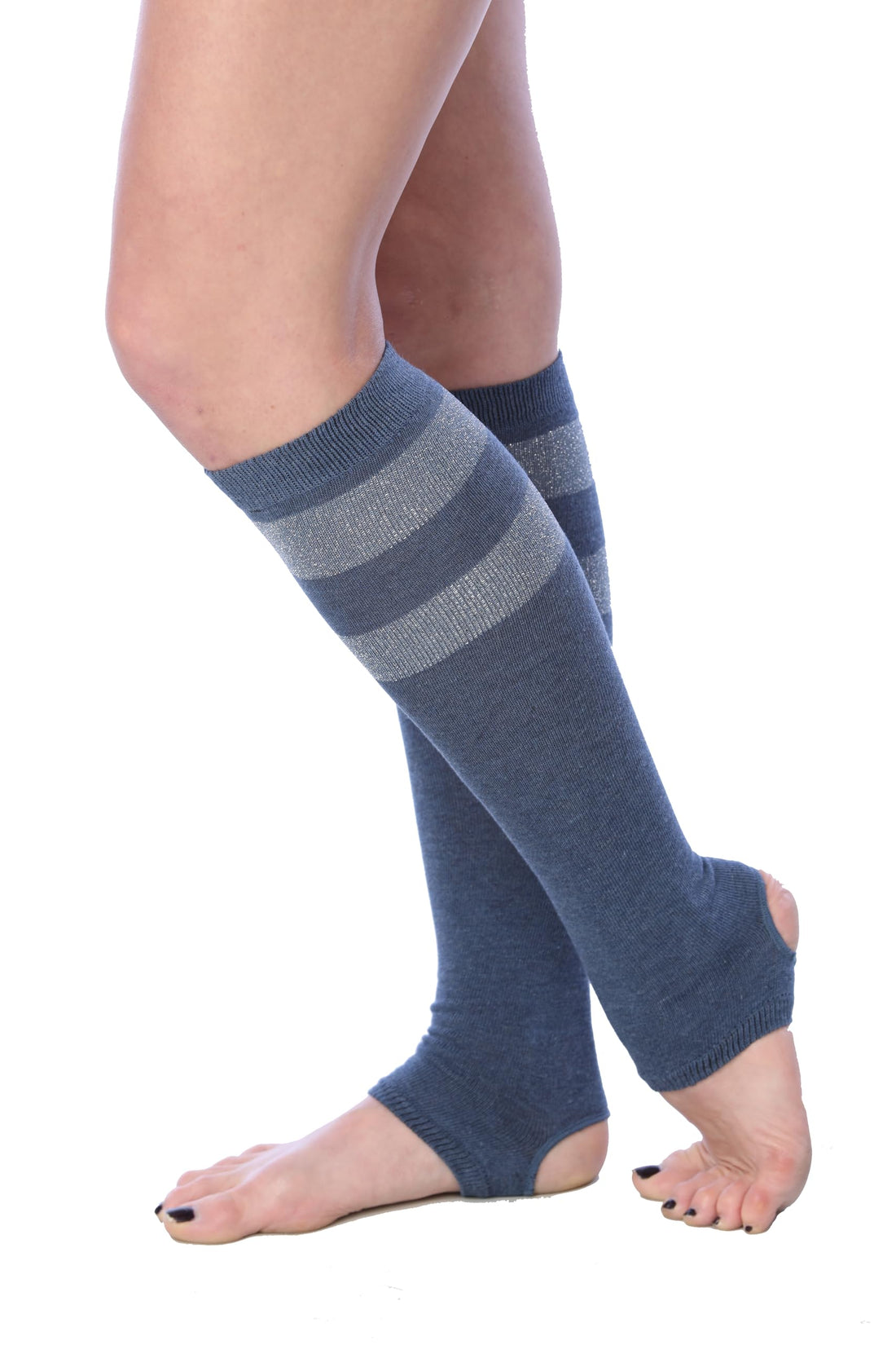 Tipi Toe Women’s Stirrup Socks – Knee High, Denim Color Pattern,