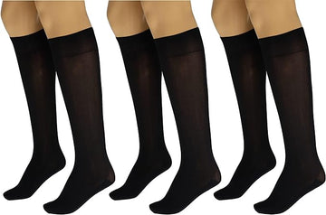 3 Pairs Women's Massage Nylon Sheer Knee High Stockings with