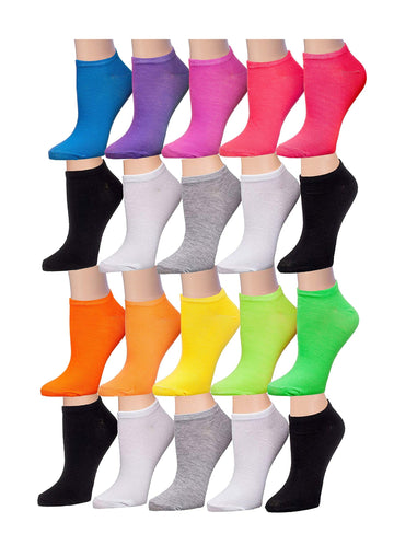 Tipi Toe Women's 20 Pairs Colorful Patterned Low Cut/No Show Socks
