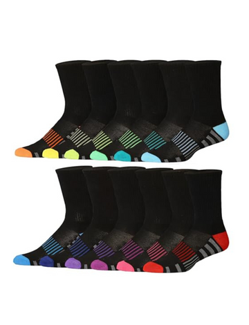 JAMES FIALLO Men's 12 Pairs Athletic Crew Socks, Ideal for Running,