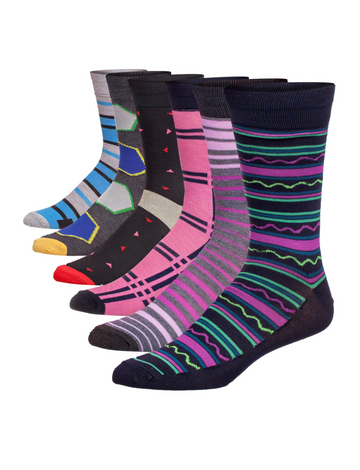 Men's 6 Pairs Casual Novelty Prismatic Spectrum Colorful Patterned