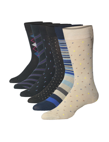 JAMES FIALLO Men's 6 Pairs Stylish Colorful Patterned Dress Socks