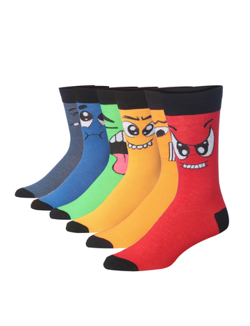 Men's 6 Pairs Casual Novelty Creature Palette Fantasy Colorful