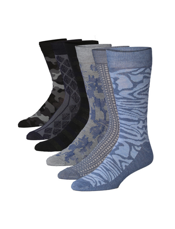 Men's 6 Pairs Casual Novelty Wild Camo Chic Colorful Patterned Dress