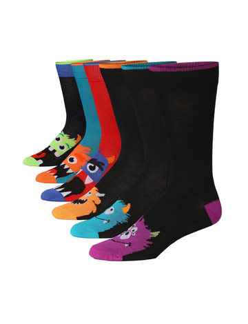 Men's 6 Pairs Casual Novelty Monstrous Melange Colorful Patterned