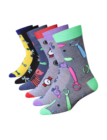 Men's 6 Pairs Casual Novelty Fantasy Wardrobe Colorful Patterned Dress