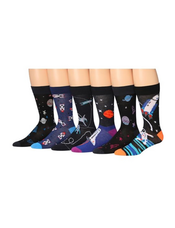 Men's 6 Pairs Casual Novelty Interstellar Galaxy Colorful Patterned