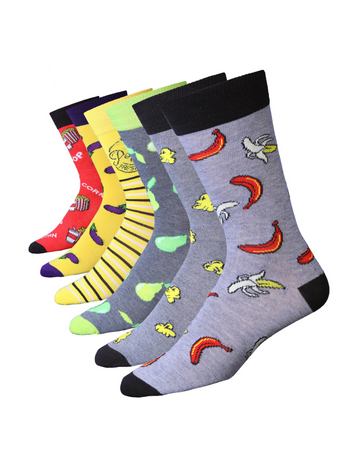 JAMES FIALLO Men's 6 Pairs Stylish Colorful Patterned Dress Socks
