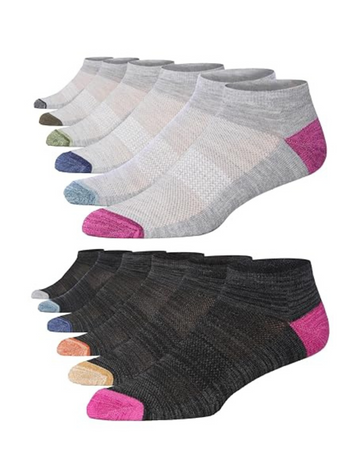 JAMES FIALLO Men's 12-Pairs Performance Low Cut Athletic Black Grey
