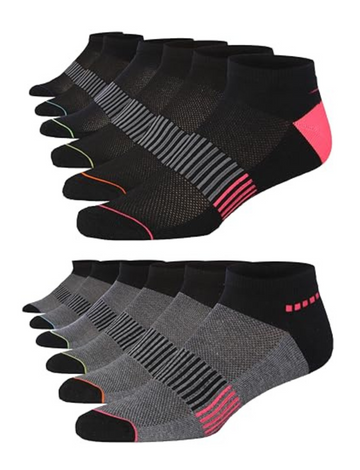 JAMES FIALLO Men's 12-Pairs Performance Low Cut Athletic Black Grey