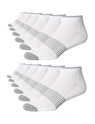 JAMES FIALLO Men's 12-Pairs Performance Low Cut Athletic Plain White