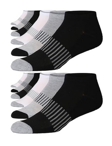 JAMES FIALLO Men's 12-Pairs Performance Low Cut Athletic Striped