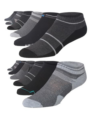 JAMES FIALLO Men's 12-Pairs Performance Low Cut Athletic Monochrome