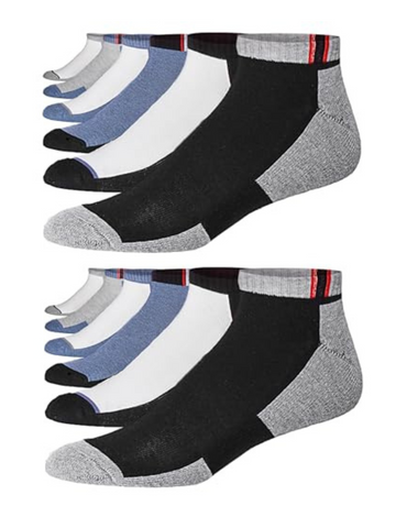 JAMES FIALLO Men's 12-Pairs Performance Low Cut Athletic Blue White