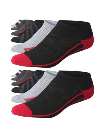 JAMES FIALLO Men's 12-Pairs Performance Low Cut Athletic Striped