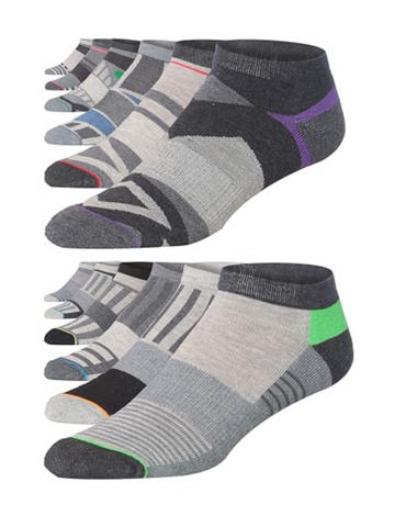 JAMES FIALLO Men's 12-Pairs Performance Low Cut Athletic Grayscale
