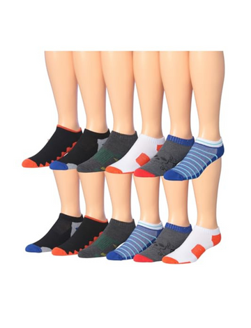 JAMES FIALLO Men's 12-Pairs Performance Low Cut Athletic Contrasting