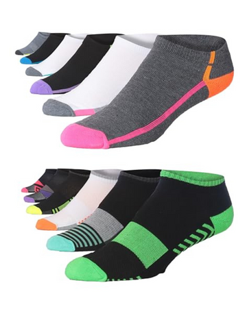 JAMES FIALLO Men's 12-Pairs Performance Low Cut Athletic Black White