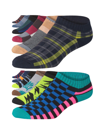 JAMES FIALLO Men's 12-Pairs Performance Low Cut Athletic Leaf Stripe
