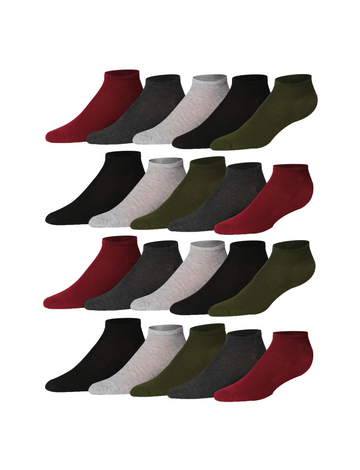 Men's 20 Pairs Classy Extra Lightweight Elegant Solid Dark Tones Low