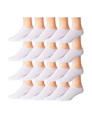 Men's 20 Pairs Classy Extra Lightweight Solid Pearl White Low Cut/No