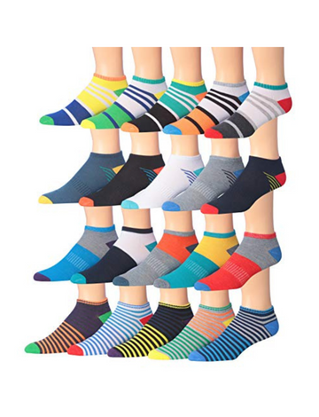 Men's 20 Pairs Classy Extra Lightweight Colorful Vibrant Pattern Play
