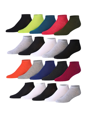 Men's 20 Pairs Classy Extra Lightweight Vivid Spectrum Solid Colors