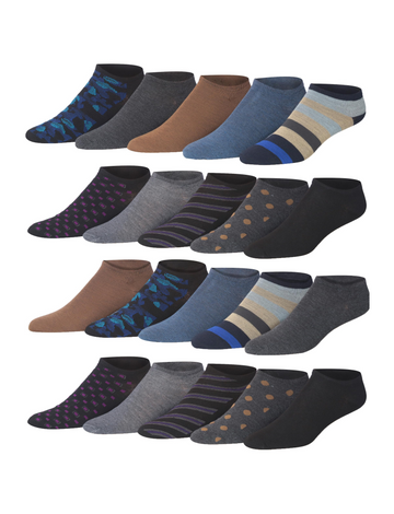 Men's 20 Pairs Classy Extra Lightweight Dark Colored Abstract and