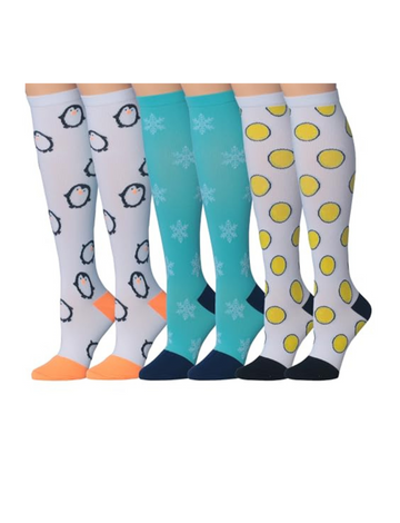 Tipi Toe 3-Pairs Compression Socks for Men & Women Winter Wonderland