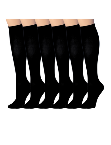 Tipi Toe 3-Pairs Compression Socks for Men & Women Solid Plain Black