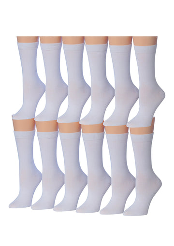 Tipi Toe Women's 12-Pairs Lightweight Plain Solid White Color
