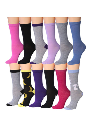 Women's 12 Pairs Lightweight Crew Socks – Colorful Funny Sayings
