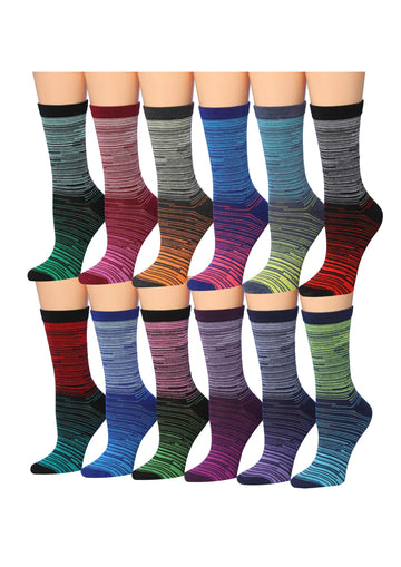 Women's 12 Pairs Lightweight Crew Socks – Colorful Ministripes