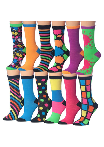 Women's 12 Pairs Lightweight Colorful Funky Fashion Colorblock