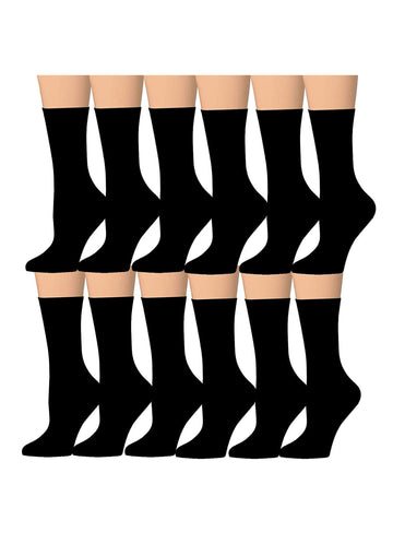 Women's 12-Pairs Lightweight Value Pack Black Crew Womens Dress Socks