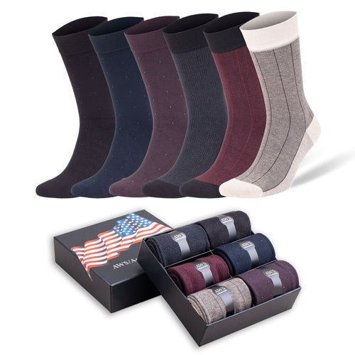 Men's Bamboo Dress Socks, 6 Pairs with Gift Box, Size 8-11.5,