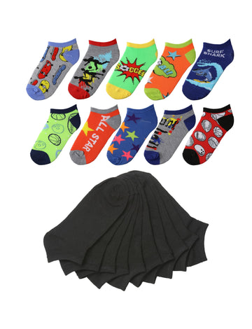 Tipi Toe Kids Boys 20 Pairs Classy Lightweight Novelty Plain Solid
