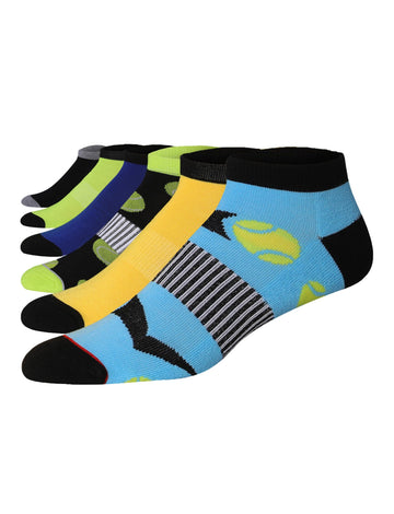 JAMES FIALLO Men's 6-Pair Colorful Arch Support Low Cut Striped