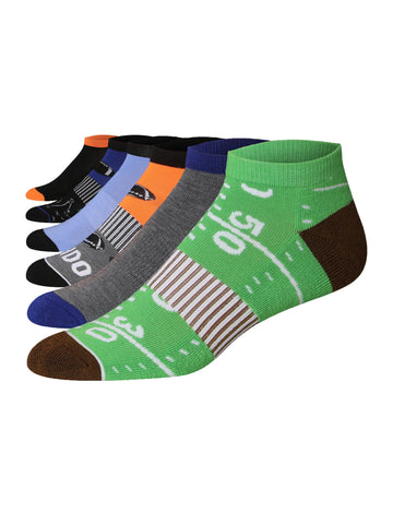 JAMES FIALLO Men's 6-Pairs Low Cut Athletic Grey Black Striped