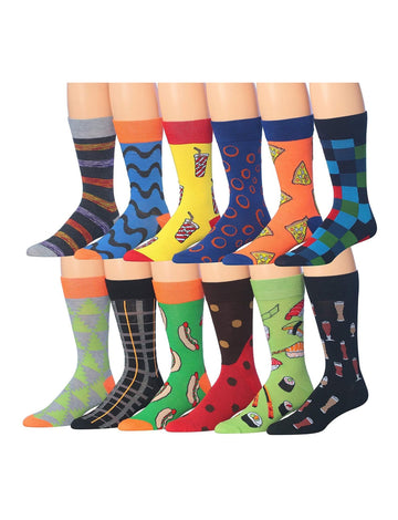 Men's 12 Pairs Casual Novelty Stripe Ensemble Colorful Patterned Dress