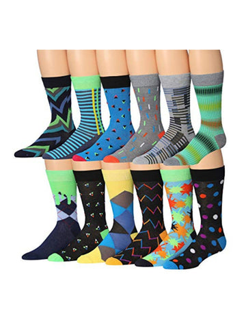 Men's 12 Pairs Casual Novelty Multishapes Colorful Patterned Dress