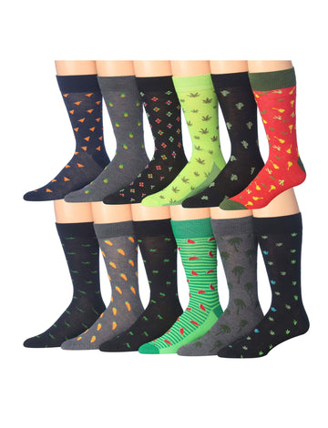 Men's 12 Pairs Casual Novelty Two Tone Motif Dots Colorful Patterned