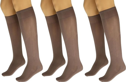 3 Pairs Women's Massage Nylon Sheer Knee High Stockings with