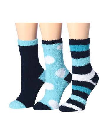 Women's 3 Pairs Cozy Microfiber Soft Anti-Skid Frozen Aquamarine